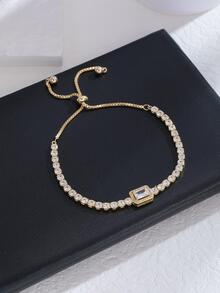 Vòng tay trang trí bằng đá khối Zirconia - Vàng - Xem 2