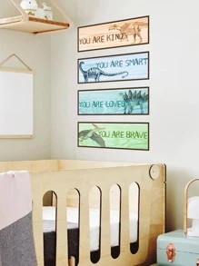 4 miếng dán tường PVC tự dính, thiết kế khủng long hoạt hình dễ thương, miếng dán tường chống thấm nước cho phòng ngủ, áp phích, nhãn dán, nghệ thuật treo tường, vật dụng trang trí mùa xuân làm mới ngôi nhà của bạn, miếng dán trang trí Rama - Nhiều màu - Xem 2