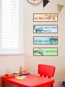 4 miếng dán tường PVC tự dính, thiết kế khủng long hoạt hình dễ thương, miếng dán tường chống thấm nước cho phòng ngủ, áp phích, nhãn dán, nghệ thuật treo tường, vật dụng trang trí mùa xuân làm mới ngôi nhà của bạn, miếng dán trang trí Rama - Nhiều màu - Xem 3