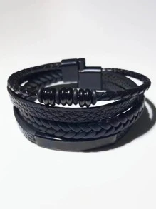 1 Miếng Đúng mốt PU Polyurethane Chi tiết bện Vòng đeo tay nhiều lớp Cho nam giới Để Trang Trí Hàng Ngày , Đối với Đồ trang sức Qủa tặng Và Buổi tiệc - Nhiều màu - Xem 3