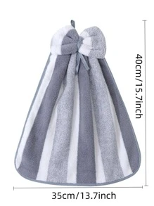 3pcs/Pack Coral Fleece Creative Striped Bow Soft Absorbent Hand Towels With Hanging Loop Dish Cloths Kitchen Towel - Multicolor - View 9