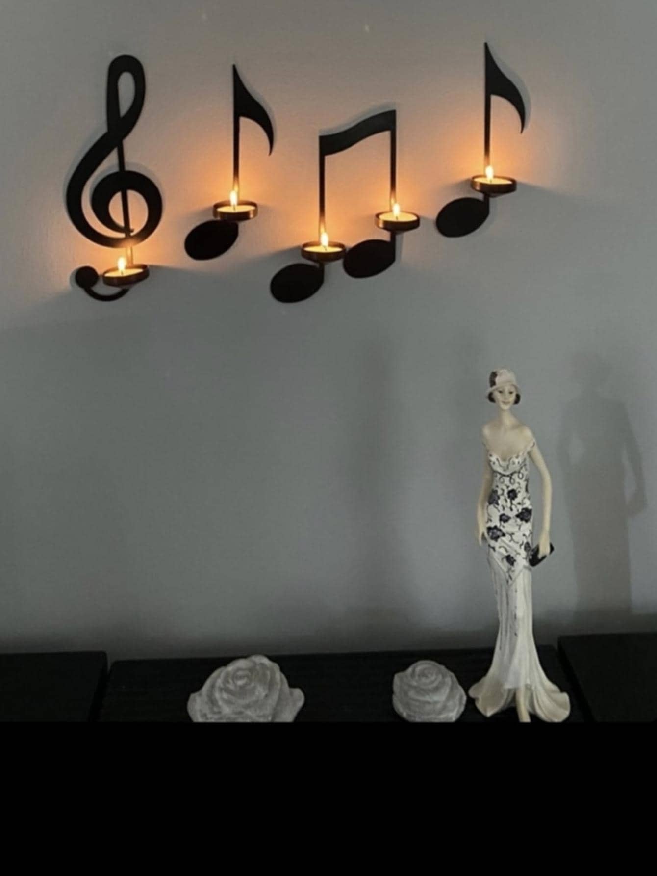 1PC Iron Nến nến, Creative Colol Color Music Not - màu đen - Xem 1