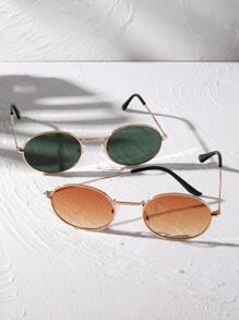 2副橢圓框架太陽眼鏡 - 彩色 - 查看 2