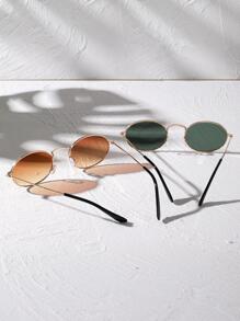 2副橢圓框架太陽眼鏡 - 彩色 - 查看 3