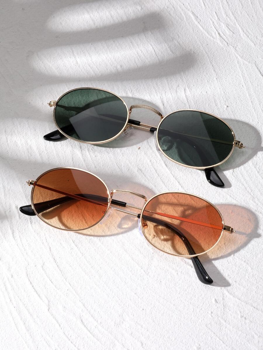 2副橢圓框架太陽眼鏡 - 彩色 - 查看 1