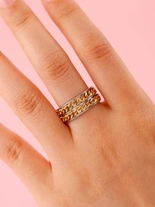 鏈條裝飾戒指 - 彩色 - 查看 2