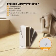 1500W Space Heater, 16" WiFi Small Electric Heater Portable 80° Oscillation Ceramic Heater, 8H Timer Indoor Room Heater - White - View 7