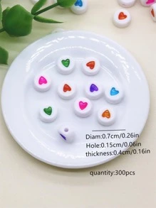300入組愛心細節DIY珠子 - 彩色 - 查看 3