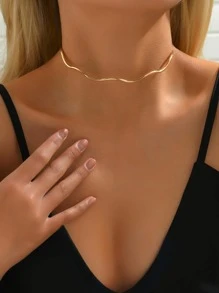 1入組簡約時尚鏤空月亮和太陽項圈項鍊，派對首飾 - 金色 - 查看 1