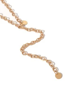 1入組女性圓形吊飾時尚鏈條腰帶適用於衣物裝飾 - 金色 - 查看 2