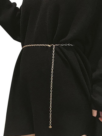 1入組女性圓形吊飾時尚鏈條腰帶適用於衣物裝飾