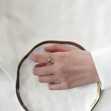 1入組時尚不銹鋼方晶鋯石裝飾戒指適合女士適用於女朋友禮品 - 玫瑰金 - 查看 4