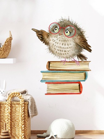 1入組書鳥牆貼客廳沙發電視背景適用於家庭裝飾用品牆紙臥室辦公室自粘貼紙