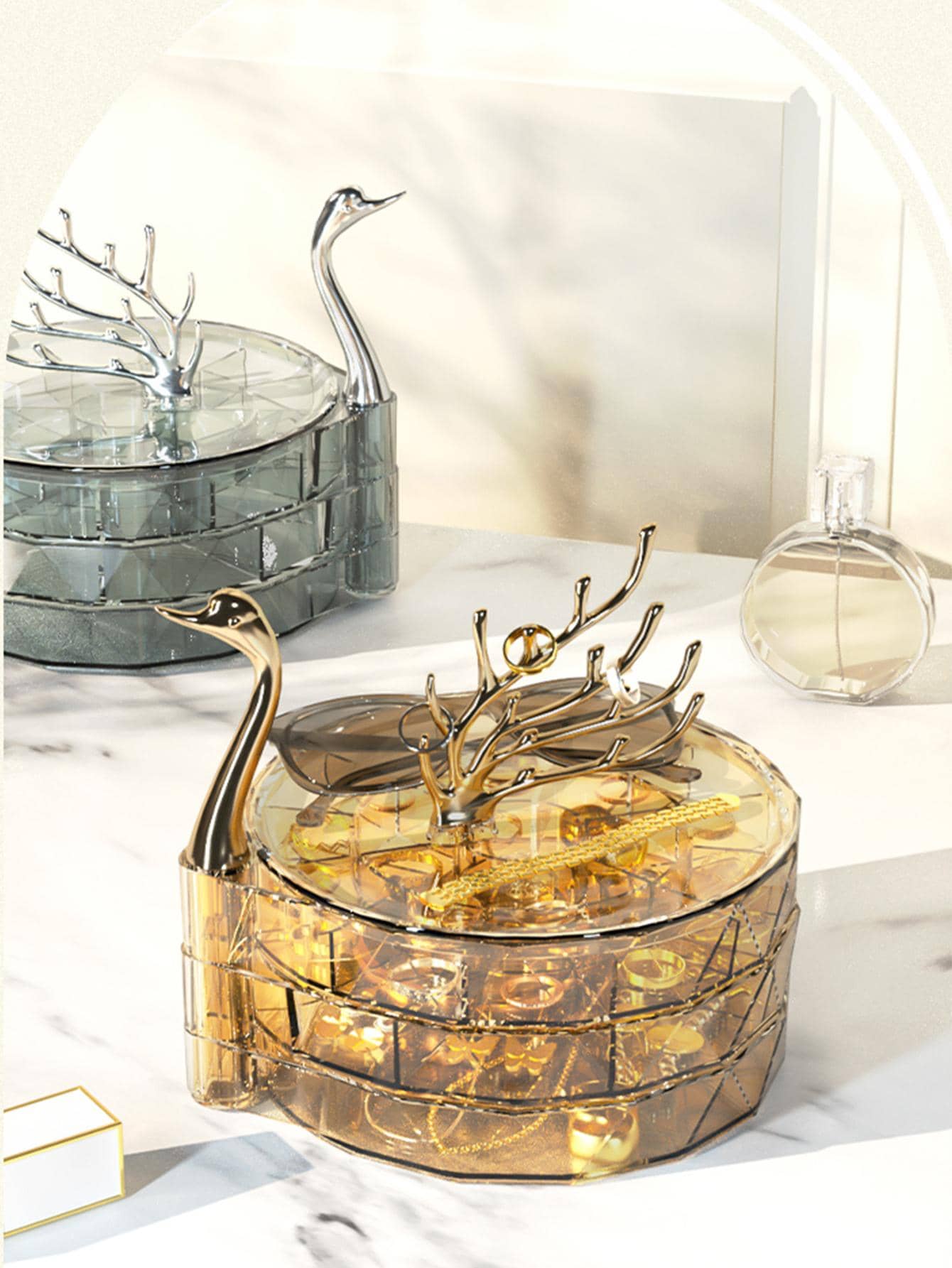 1pc Swan Shaped Jewelry Box - Burnt Orange - View 1