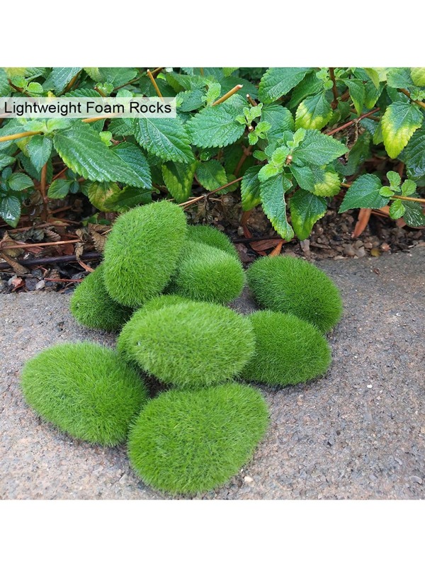 30pcs Fake Stone Artificial Moss Rocks Home Decor Simulation Plant DIY Decoration For Garden And Crafting Green, Valentine Day, Gift