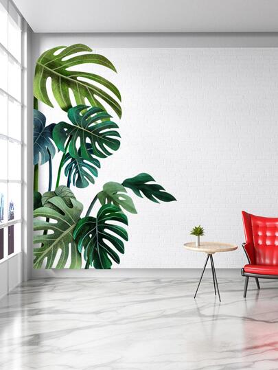 2pcs Tropical Leaf Pattern Wall Sticker, Modern PVC Wall Decal For Home Decoration, Stickers, Wall Decal, Vinyl Decal For Home Decorations, Spring Decoration Items Refresh Your Home, Festival Decoration Stickers Gifts Birthday Graduation