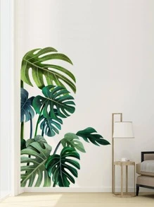 2pcs Tropical Leaf Pattern Wall Sticker, Modern PVC Wall Decal For Home Decoration, Stickers, Wall Decal, Vinyl Decal For Home Decorations, Spring Decoration Items Refresh Your Home, Festival Decoration Stickers Gifts Birthday Graduation