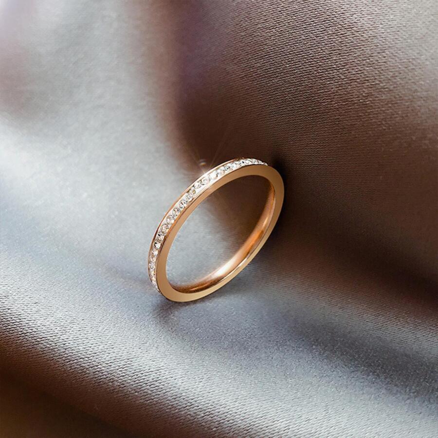 Vòng Thép Không Gỉ Quyến Rũ Đính Đá Cubic Zirconia Trang Trí Cho Nữ Cho Bạn Gái Quà Tặng - Hoa hồng vàng - Xem 1