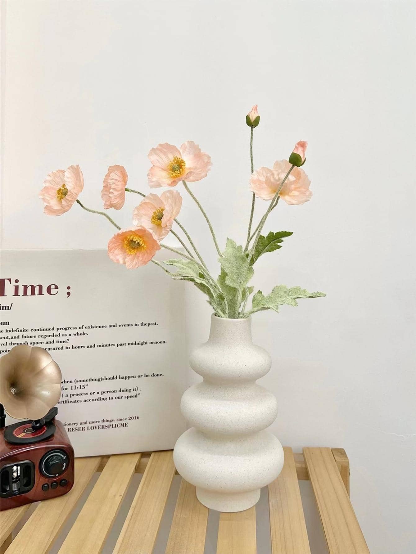 1 pièce vase en céramique d'art en spirale en beige pour la décoration de l'espace, l'arrangement floral et le cadeau de festival, la décoration intérieure, le vase à fleurs, la pièce maîtresse, la décoration de table - Beige - Voir 4