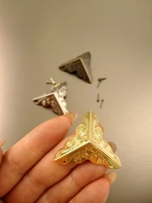 12入組黃色復古三邊裝飾角保護器適用於 Diy 禮品盒、木盒、櫥櫃 - 銅色 - 查看 4