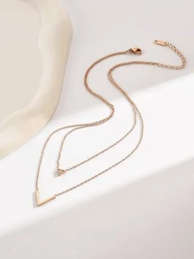 Vòng cổ chuỗi nhiều lớp đính đá & chữ Charm - Hoa hồng vàng - Xem 2