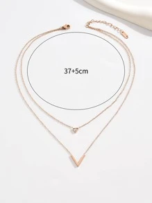 Vòng cổ chuỗi nhiều lớp đính đá & chữ Charm - Hoa hồng vàng - Xem 5