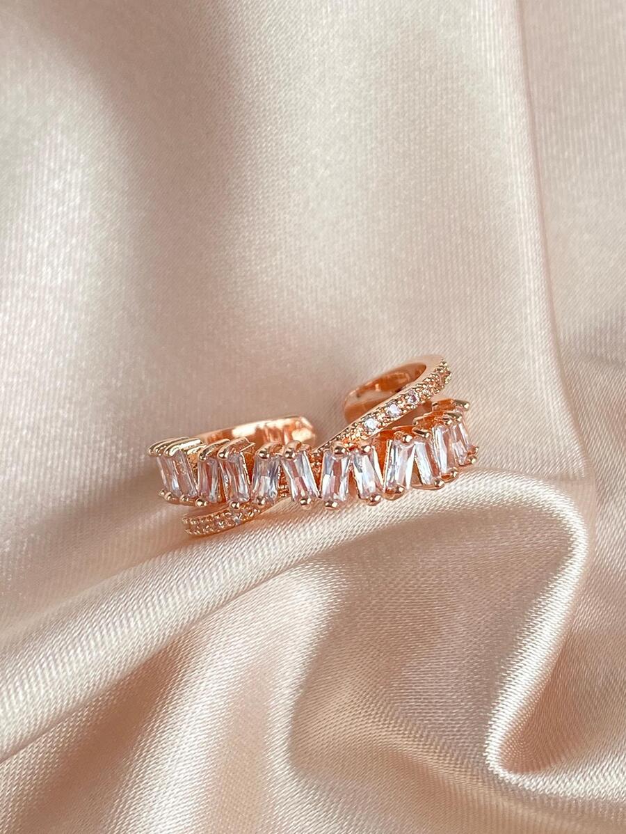 rakol 方晶鋯石裝飾扭結開口戒指適合女士適合派對宴會婚禮