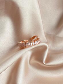 rakol 方晶鋯石裝飾扭結開口戒指適合女士適合派對宴會婚禮 - 玫瑰金 - 查看 3