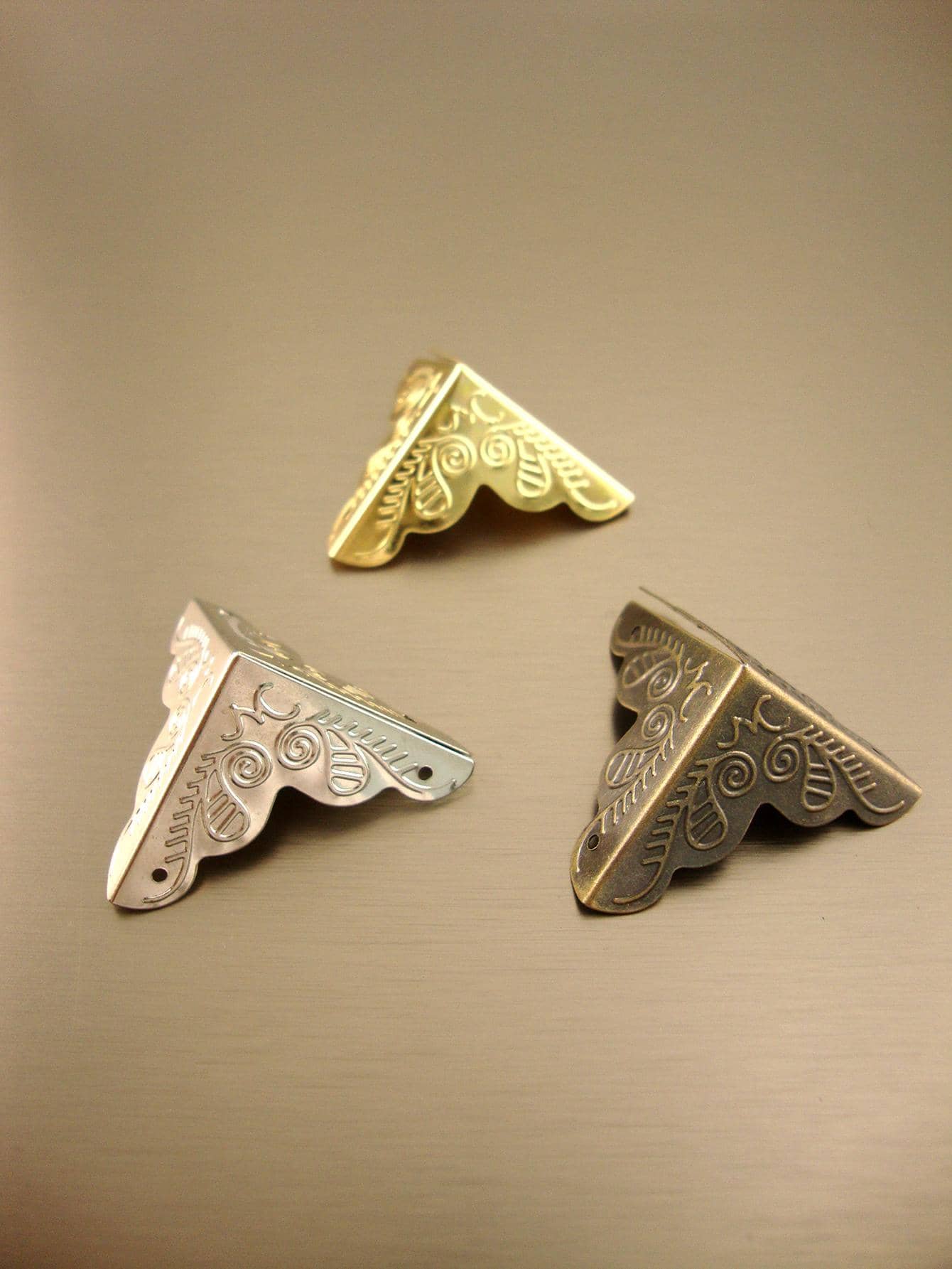 12pcs Yellow Vintage Triple Corner Decorative Protectors For Gift Box, Wooden Case, Cabinet Diy