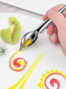 1pc Stainless Steel Piping Spoon - Silver - View 1