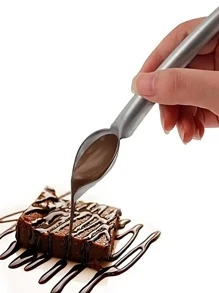 1pc Stainless Steel Piping Spoon - Silver - View 5