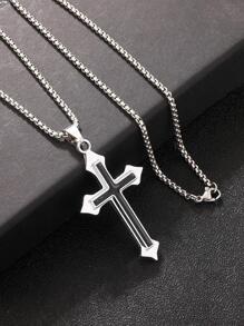 Men Cross Charm Necklace, For Jewelry Gift And Party - Black - View 2