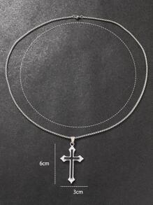 Men Cross Charm Necklace, For Jewelry Gift And Party - Black - View 4