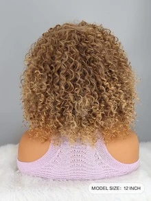 Afro Short Curly Synthetic Wig - Multicolor - View 8