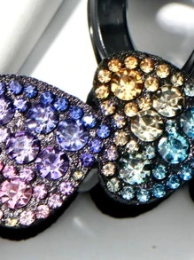 1pc Women Rhinestone Heart Decor Glamorous Hair Claw, For Date Decoration - Multicolor - View 3
