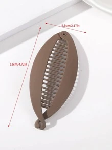 1入組簡約啞光香蕉夾，適合高馬尾，適用於日常休閒 - 卡其色 - 查看 5