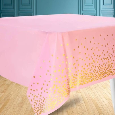 kumozawa 1 件一次性 PEVA 防水防油圆形波尔卡圆点派对桌布，适用于生日、毕业典礼、餐厅、结婚周年纪念日、新娘送礼会、野餐、茶会餐桌装饰