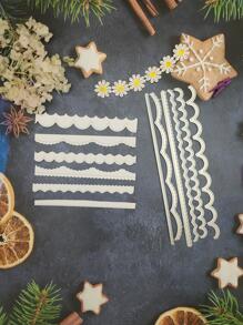 1入線條和角度條紋裝飾壓花切割模 - 銀色 - 查看 1