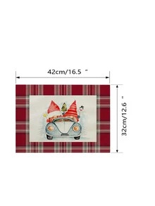 1pc Christmas Car & Plaid Pattern Placemat, Modern Fabric Heat Resistant Placemat For Kitchen