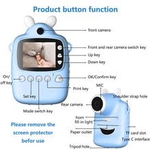 Children Instant Camera, Digital Camera with Print Paper for Girls Printing Camera Kids Video Camera 2.4 Inch Screen and USB Interface - 藍色 - 查看 4