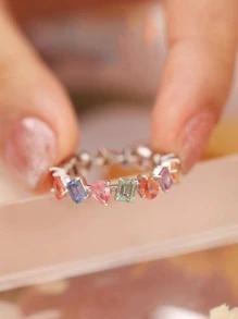 1pc Luxury Rhinestone Decor Ring For Women For Gift