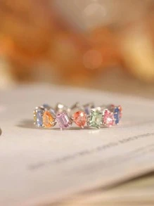 1pc Luxury Rhinestone Decor Ring For Women For Gift