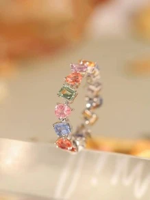 1pc Luxury Rhinestone Decor Ring For Women For Gift
