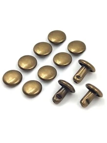 80/100/120套裝6x6mm金屬雙帽子鉚釘釘狀首飾圓形指甲鉚釘適用於皮藝配件 - 銅色 - 查看 3