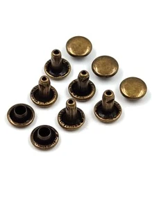 80/100/120套裝6x6mm金屬雙帽子鉚釘釘狀首飾圓形指甲鉚釘適用於皮藝配件 - 銅色 - 查看 1