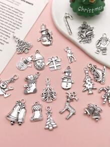 20入組/套復古鋅合金聖誕雪人和鈴鐺DIY吊墜適合女士DIY首飾製作 - 雪人 - 查看 4