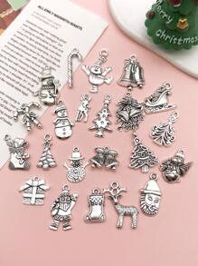 20入組/套復古鋅合金聖誕雪人和鈴鐺DIY吊墜適合女士DIY首飾製作 - 雪人 - 查看 1