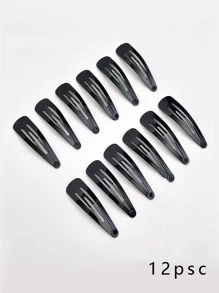 12 chiếc Kẹp tóc đơn giản tối giản cho nữ, dành cho cuộc sống hàng ngày - màu đen - Xem 1