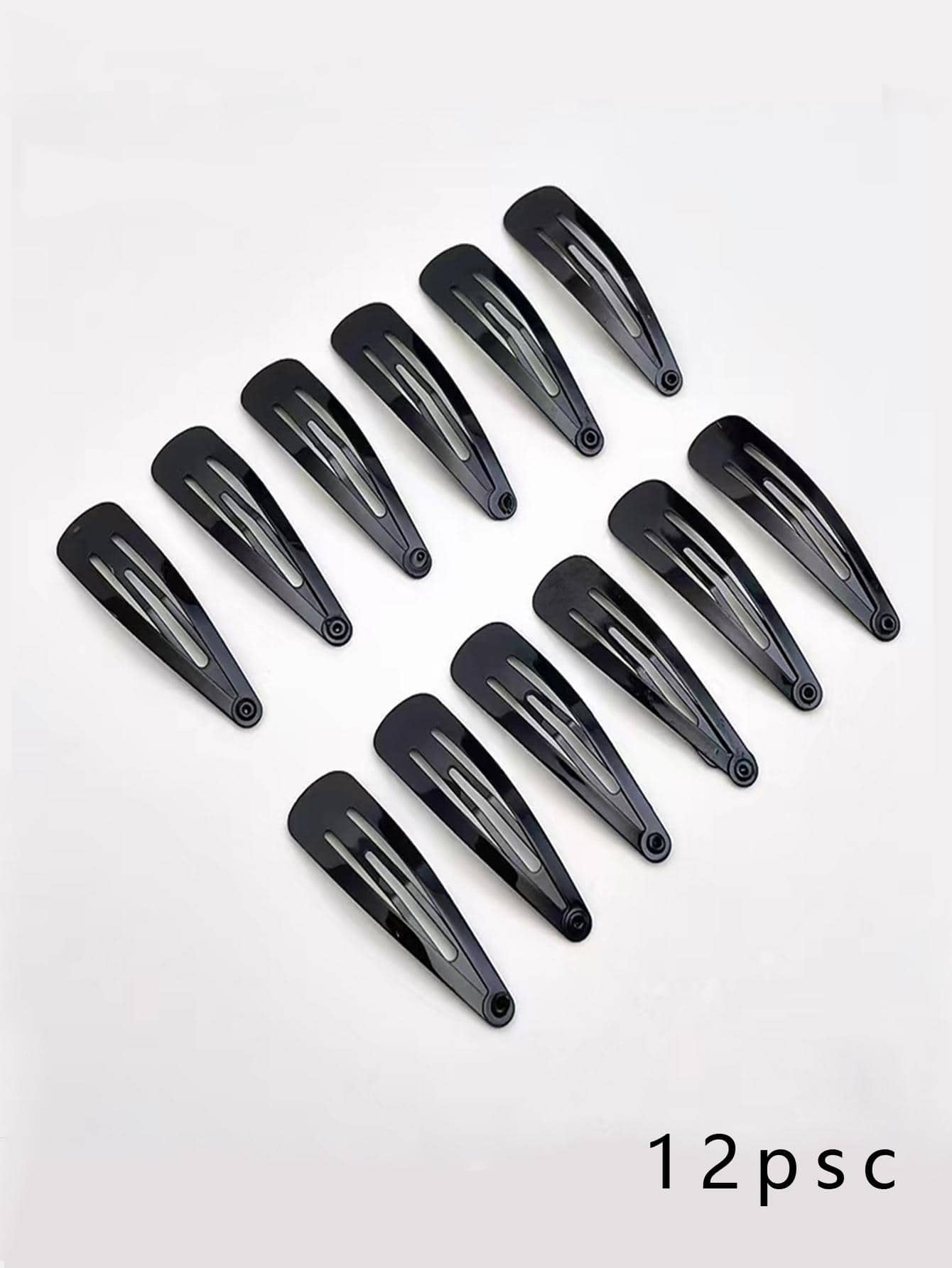 12 chiếc Kẹp tóc đơn giản tối giản cho nữ, dành cho cuộc sống hàng ngày - màu đen - Xem 1