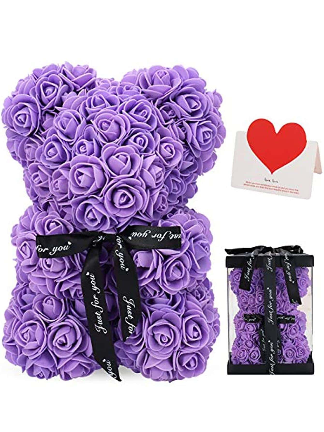 1Set Eva Hoa nhân tạo, Bông hoa hồng lãng mạn Thiết kế hoa hồng nhân tạo để trang trí bữa tiệc theo chủ đề, quà tặng - Màu tím - Xem 1